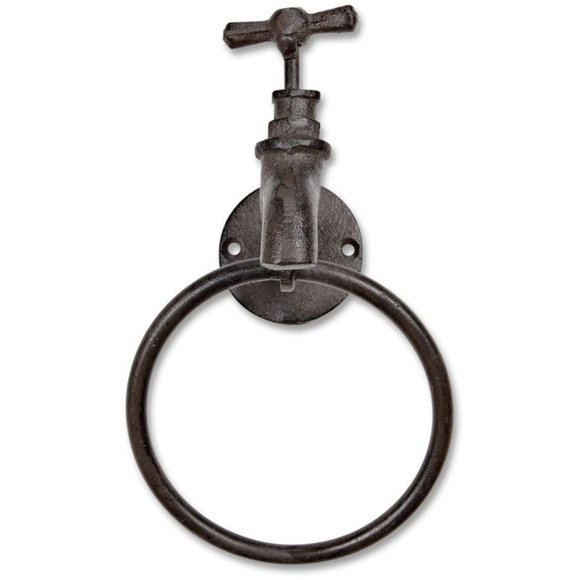 Farmhouse Garden Tap Cast Iron Towel Ring - Picture 6 of 12